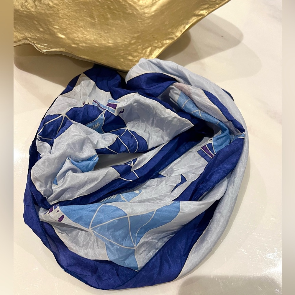 100% Silk Blue bird   Patterned Scarf